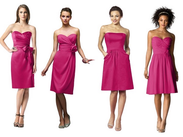 short dresses for bridesmaids one color different styles