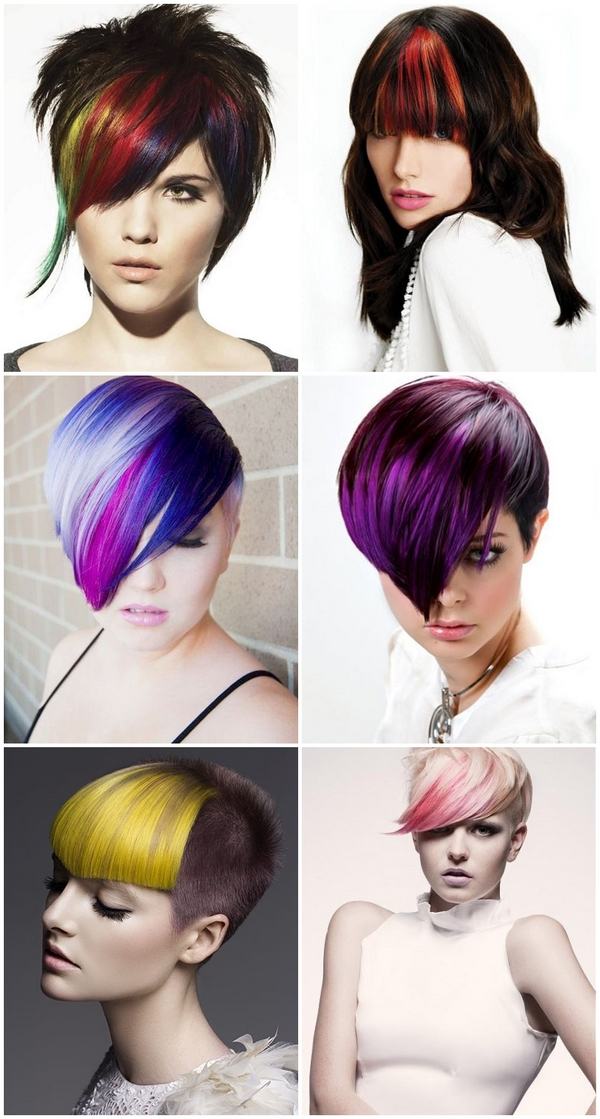 short hairstyles with colored fringe