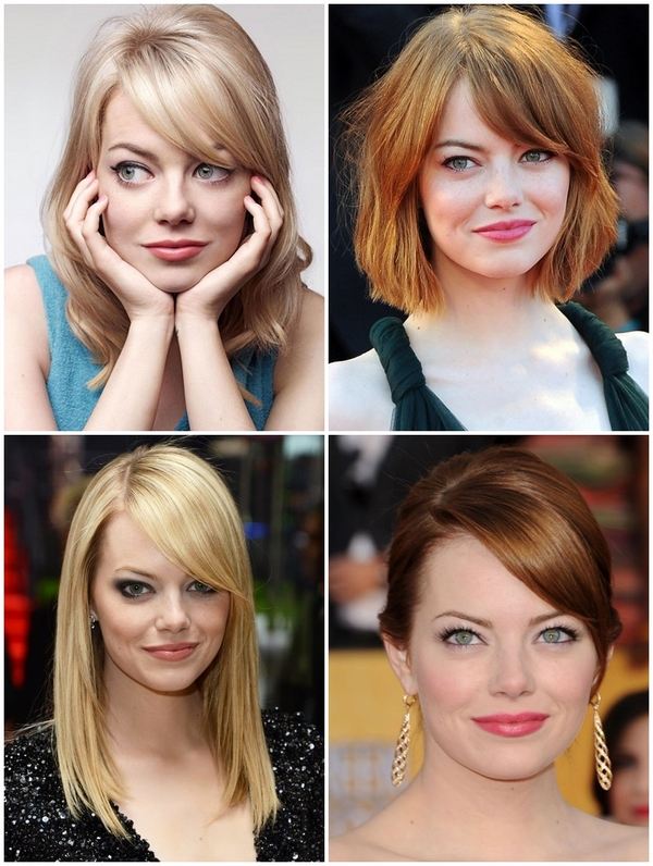 side swept hairstyles with bangs Emma Stone