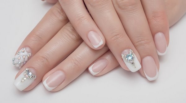 swarovski nail art crystals french manicure ideas