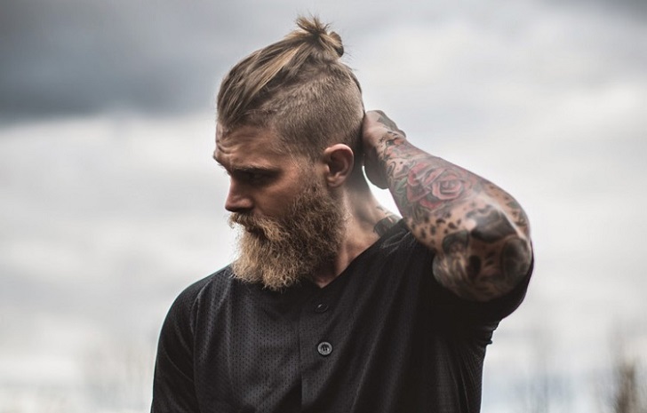 undercut with top knot hairstyle for men