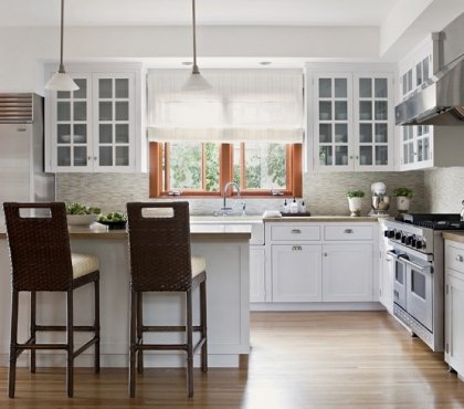 white-kitchen-design-glass-front-cabinets-breakfast-bar