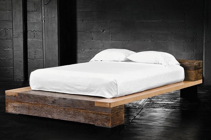 DIY platform bed frame reclaimed wood