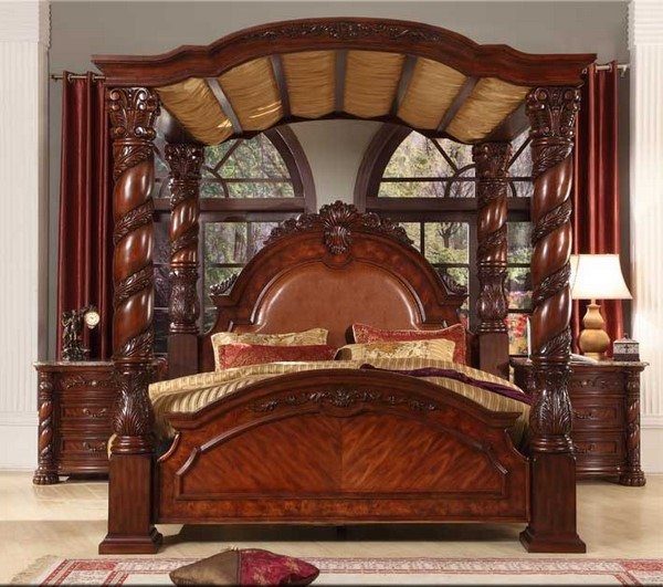 Solid wood four poster bed frame 