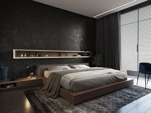 bachelor pad bedroom design ideas black wall