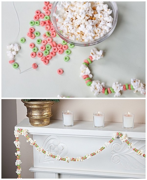 cereal and popcorn christmas garland christmas crafts for kids