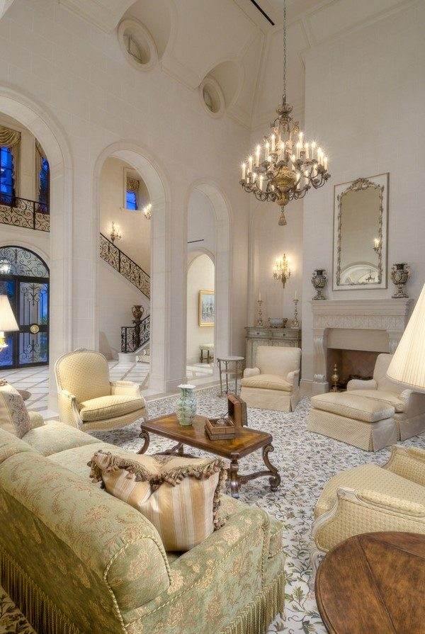 formal living room floral area rug crystal chandelier