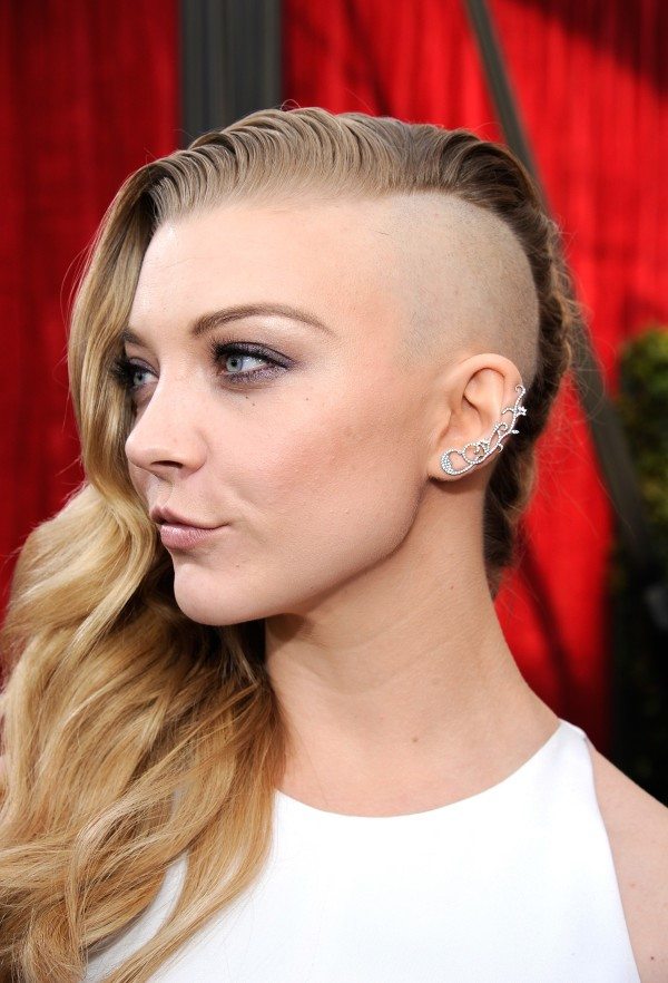 half side shaved hairstyle for women with long hair