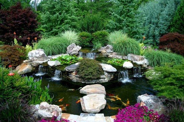 koi pond Japanese inspired garden landscaping
