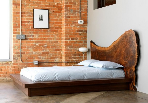 modern bedrooms rustic headboard brick wall bed design ideas