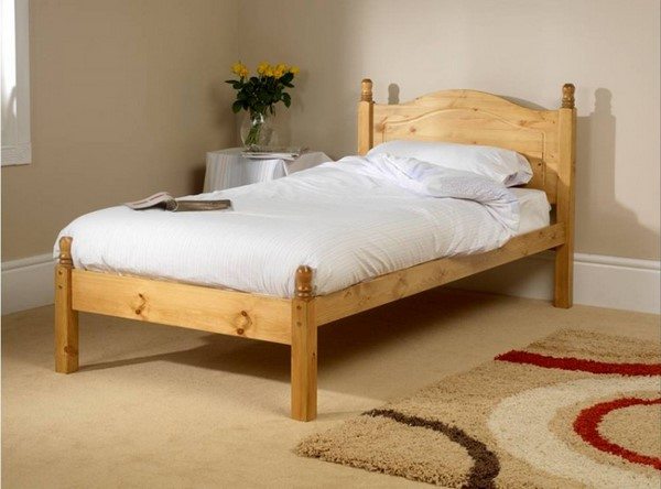 pine wood bed frame and headboard