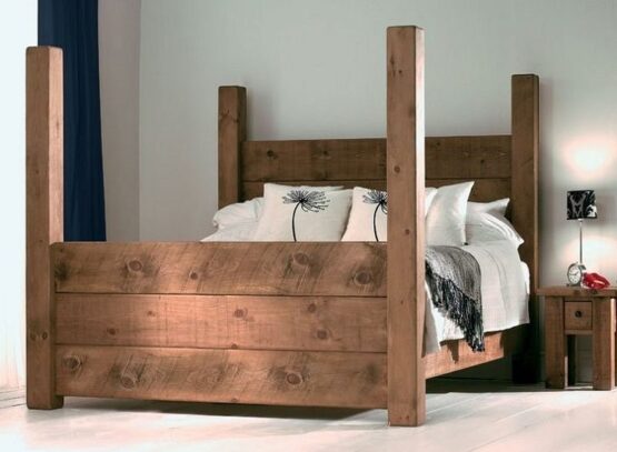 simple-rustic-solid-wood-four-poster-bed-frame