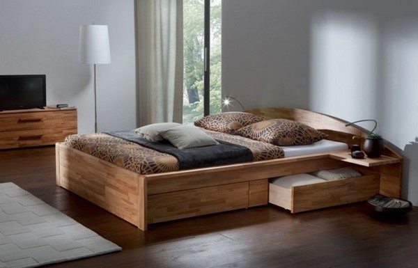 solid wood bed with storage drawers