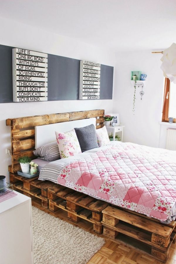 upcycling pallets DIY bed frame and headboard ideas