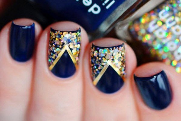 DIY nail designs ideas geometric nail art with glitter