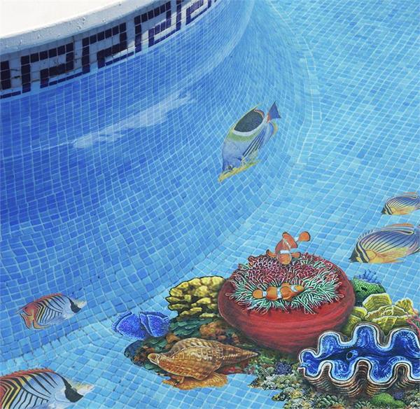 Reef and tropical fish mosaic tile decoration ideas