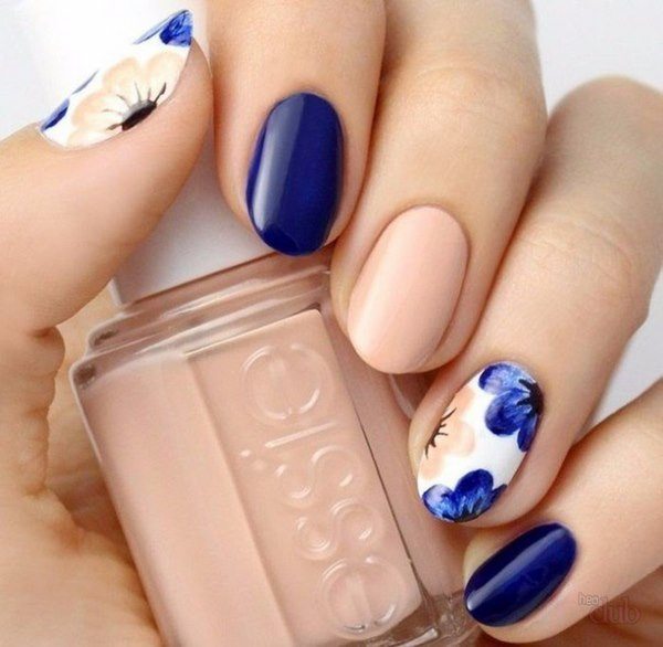 amazing nail design ideas flower nails blue nude white