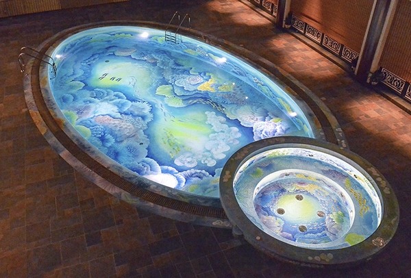 amazing pool mosaics and fabulous lights