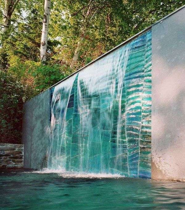 awsome water features for swimming pool glass water wall
