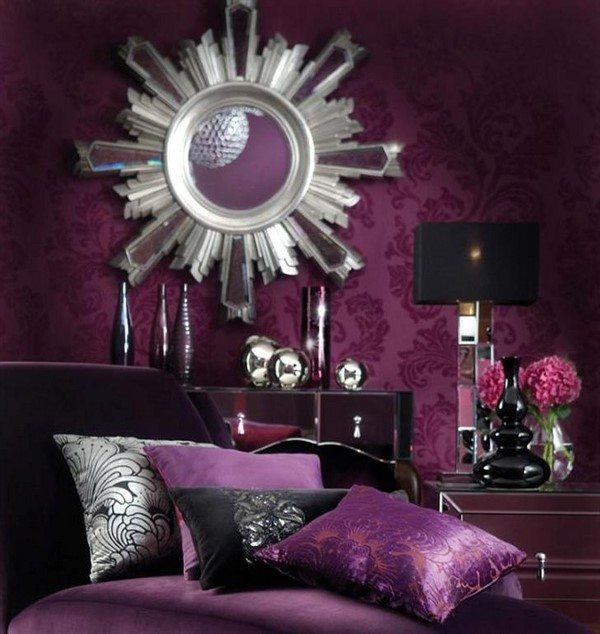 beautiful purple and black bedroom decor