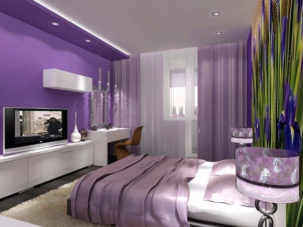 bedroom color schemes ideas purple and white