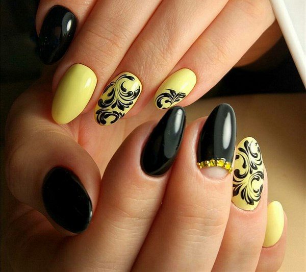 black and yellow nail design ideas