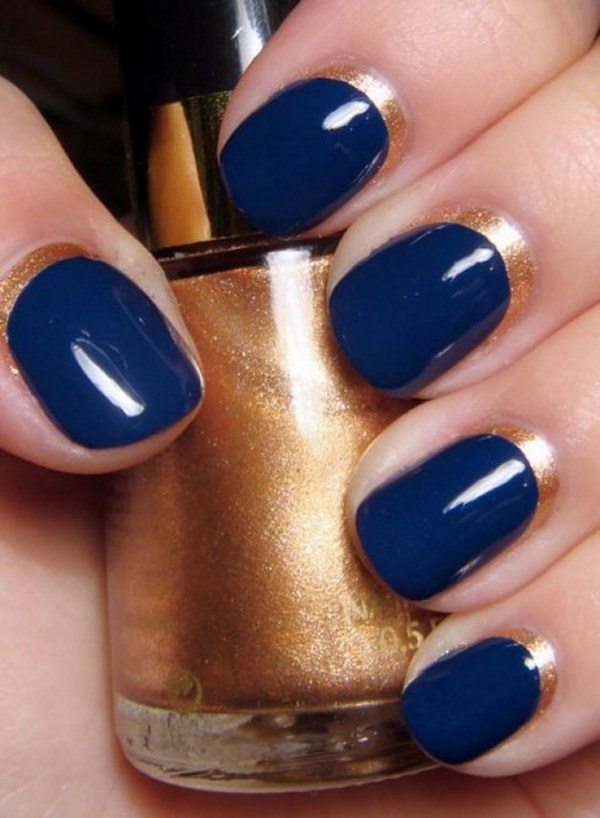 blue and gold moon nails manicure ideas for short nails