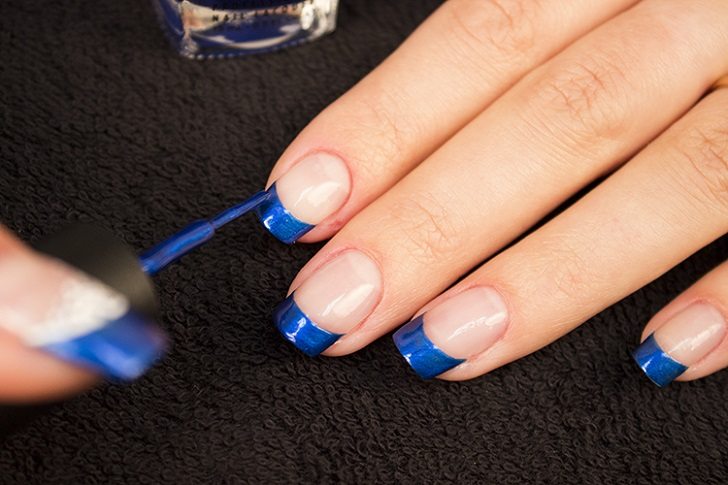 blue french nails stylish manicure ideas