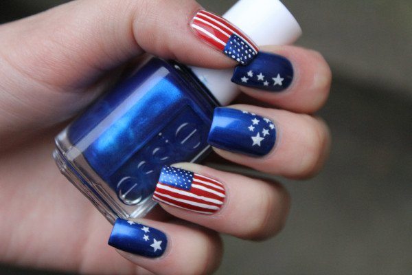 blue nails ideas patriotic nail design