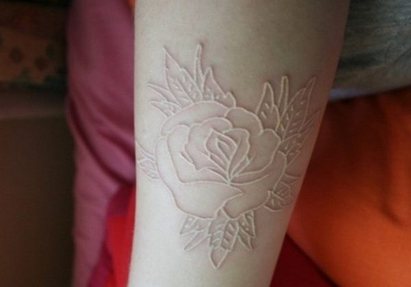 cool white rose tattoo