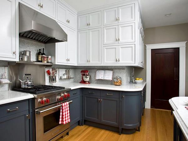 dual tone kitchen design white dark gray cabinets