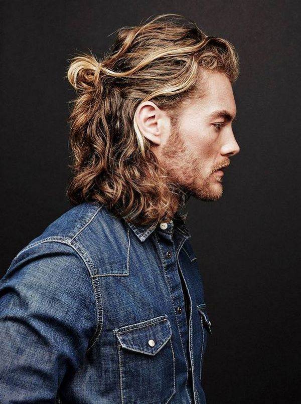 fashionable half up half down hairstyle for men