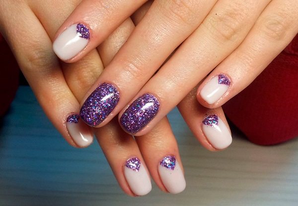 festive nail designs moon nails with glitter