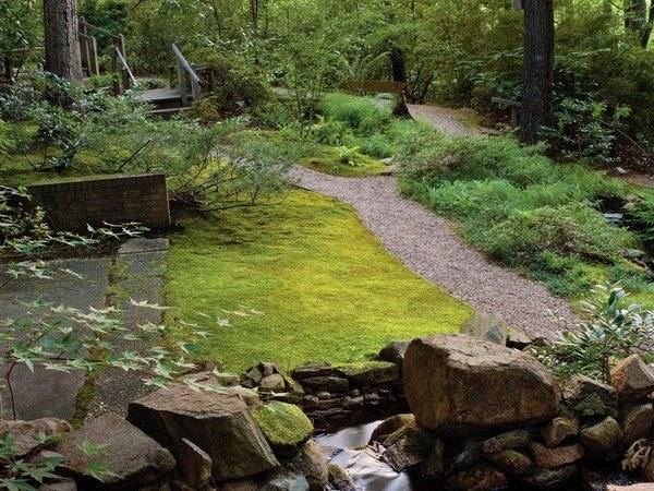 garden landscape ideas natural stone moss garden path