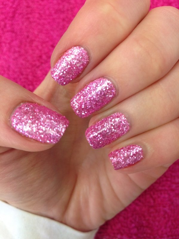 glitter nails ideas pink manicure