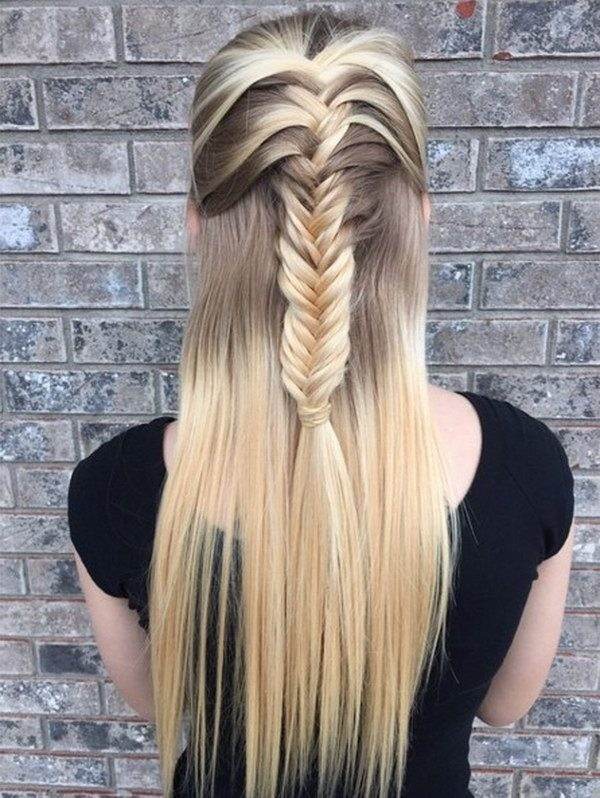 half up half down hairstyles with fishtail braid