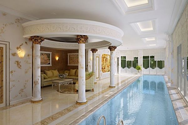 indoor lap pool roman style columns