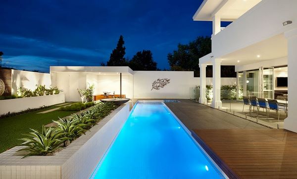 lap pool shape backyard landscape and decorating ideas