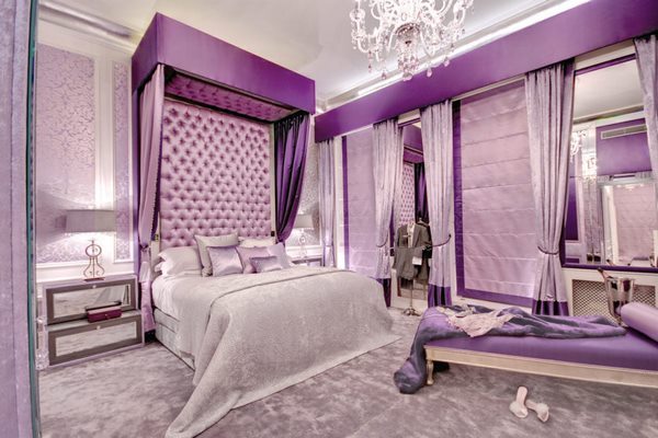 luxury master bedroom decorating ideas in purple colors