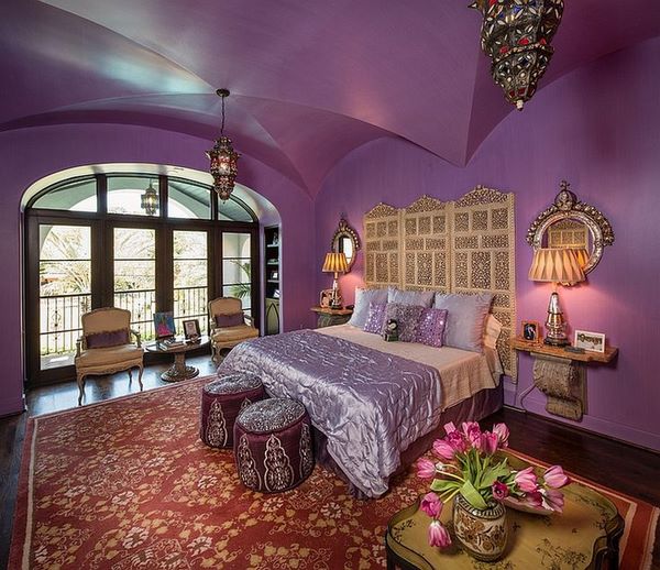 moroccan home decor bedroom decorating ideas purple wall color