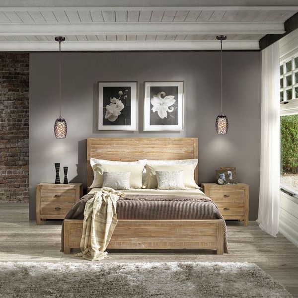 solid wood bedroom flooring ideas gray wall paint wooden furniture