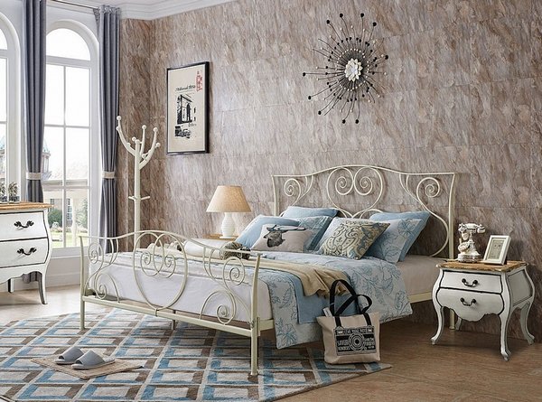 stylish bedroom design ideas metal bed wooden furniture