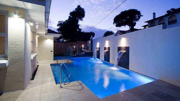 swimming pool with water features modern garden pools