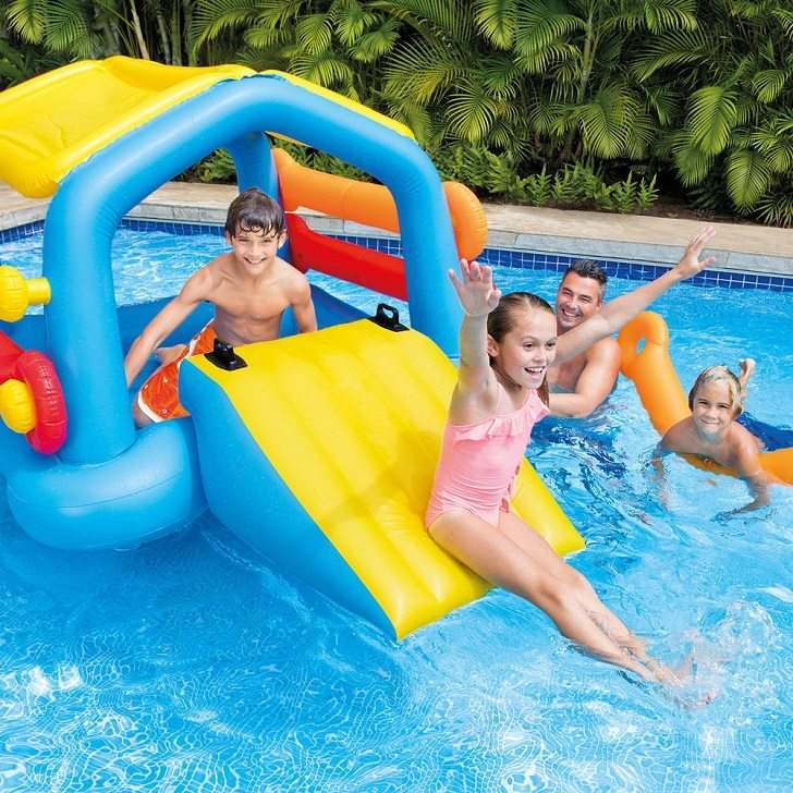 types of pool slides inflatable plastic