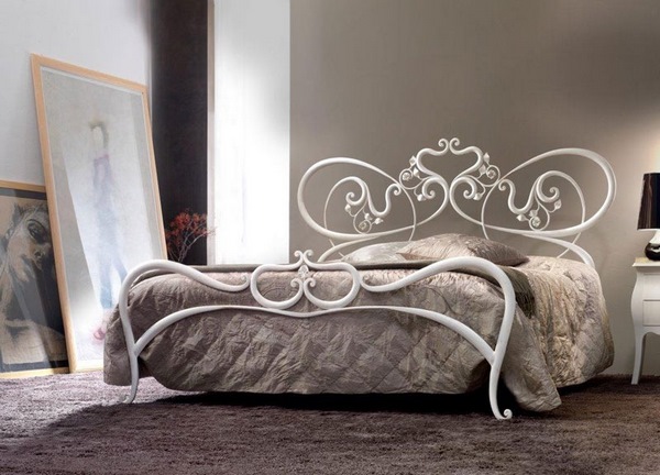 white iron bed frames in modern bedroom interior