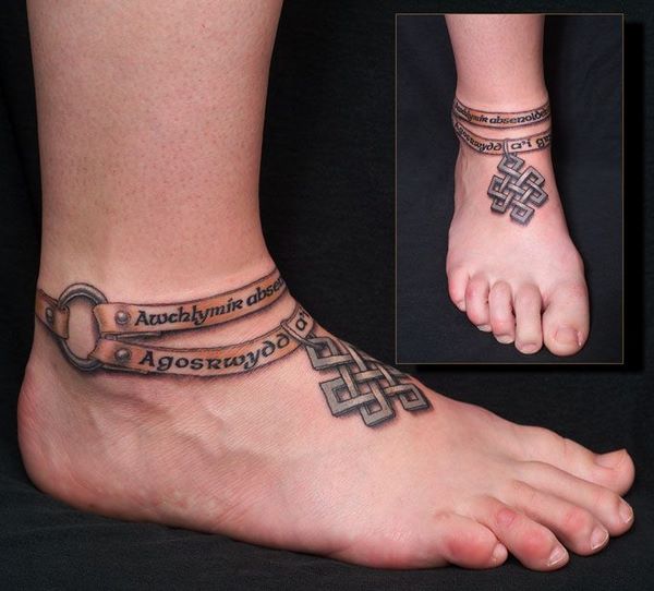 Ankle bracelet tattoos for men foot inscription banner celtic style