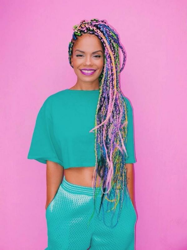 purple yarn twists  Yarn braids styles, Yarn braids, Crochet hair styles