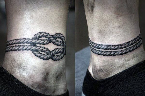 ankle band tattoos for men rope and knot