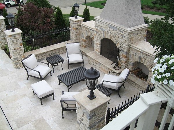 backyard design ideas stone pavers travertine and marble
