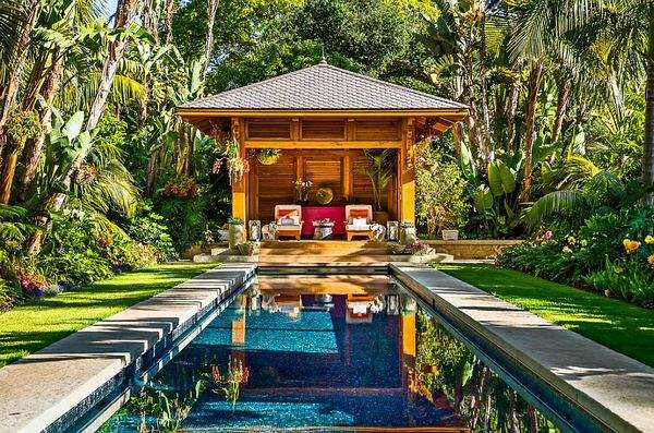best pool landscaping ideas tropical pool house